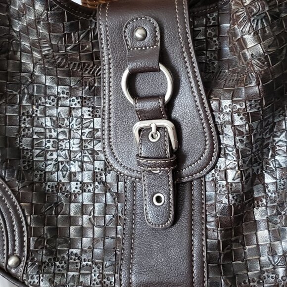 Ladies COLDWATER CREEK Embossed Woven Leather Hobo Handbag - Picture 3 of 11